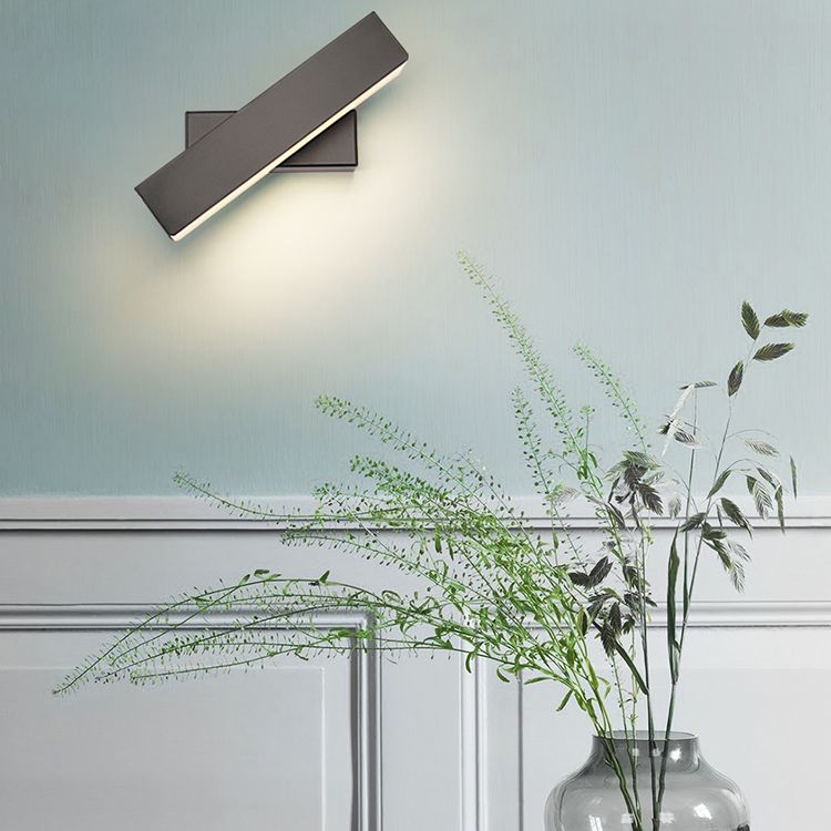 Rectangular Aluminium Rotatable Wall Sconce in Modern Concise Style Wrought Iron Wall Light with Acrylic Shade