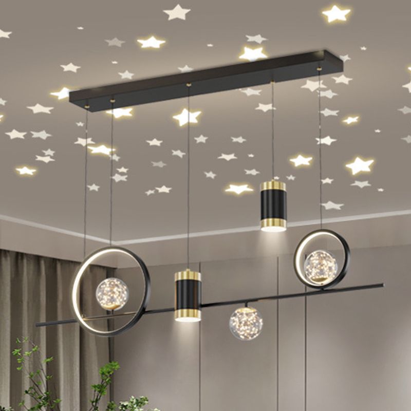 6/7-Light Contemporary Black Kitchen Island Lighting LED Ceiling Light for Bedroom