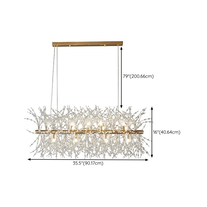 Sputnik Island Lamp Modern Hanging Light with Crystal for Dining Room