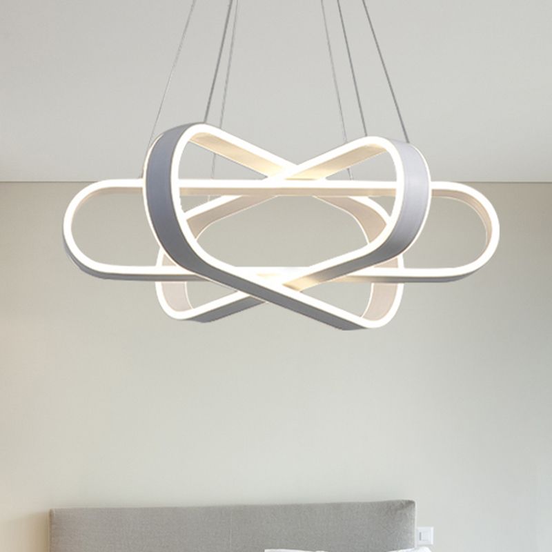 Ellipse Bedroom Chandelier Lamp Acrylic 1 Light Modern LED Ceiling Pendant in White