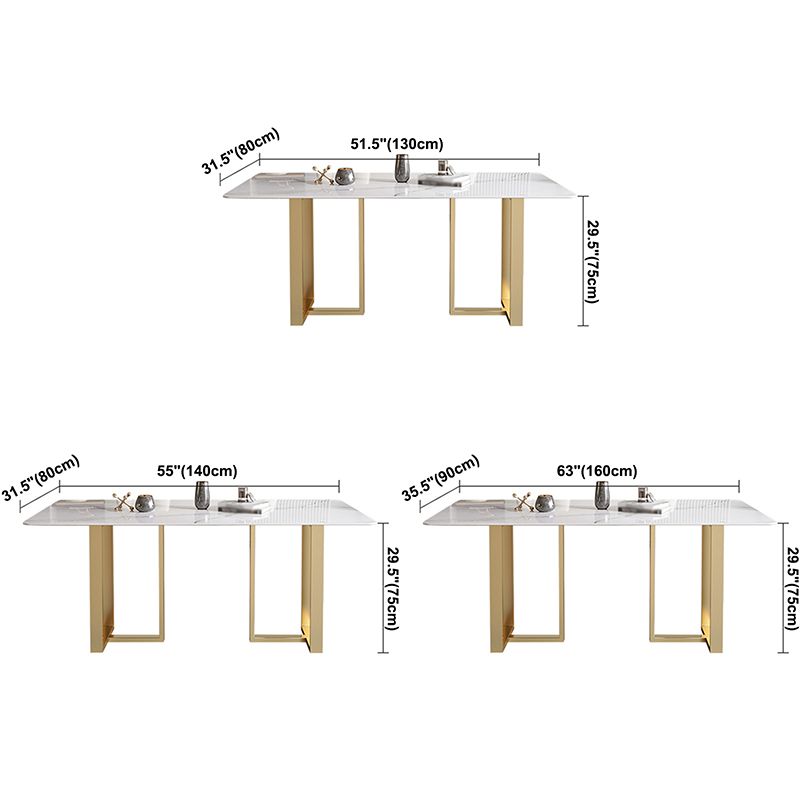 Mesa de comedor rectangular contemporánea de metal mesa de piedra sinterizada para comedor para comedor