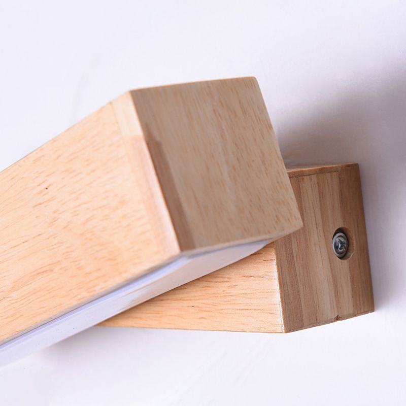 Modern Minimalist Style Rectangular Wall Mounted Light Fixture Wood Sconces for Bedroom
