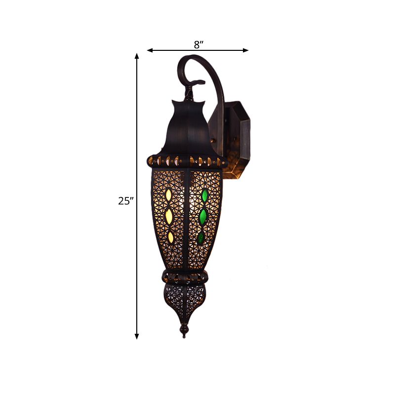 Black 1 Head Sconce Lightture Arab Metal Hollow Mur Mur Shade pour restaurant