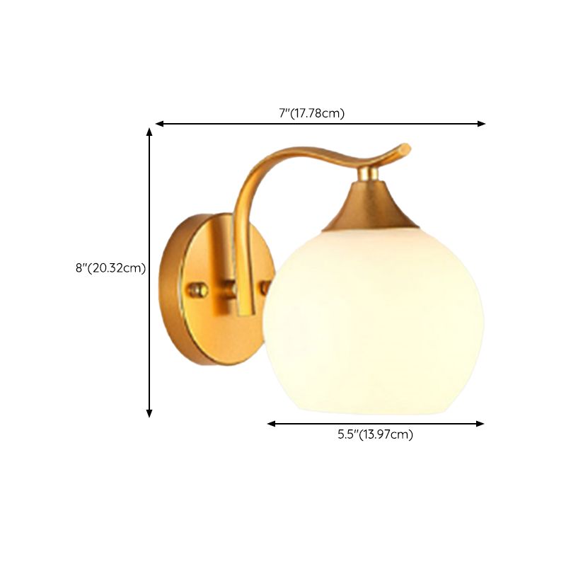 American Style Vanity Light Ball Shape Vanity Lamp with Glass Shade for Living Room