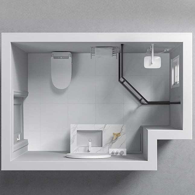 Black and Silver Neo-Angle Shower Enclosure Tempered Glass Shower Enclosure