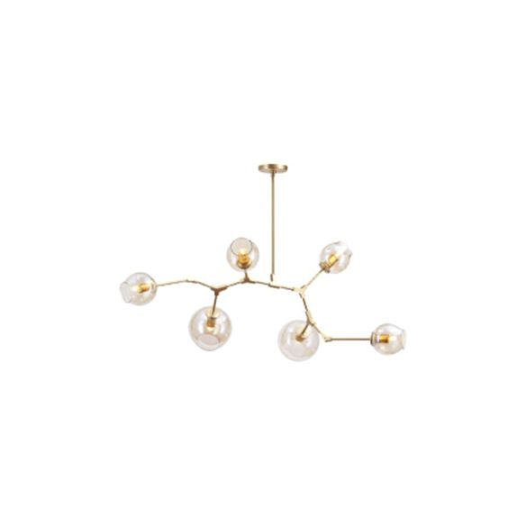 Iluminación de araña de burbujas de vidrio contemporáneo 3/5 cabezas lámpara colgante ajustable en acabado negro/dorado