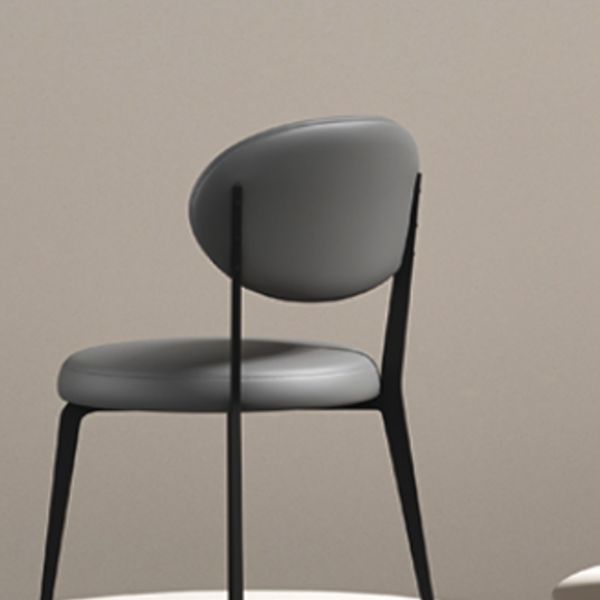 Faux Leather and Metal Industrial Open Back Armless Dining Chairs