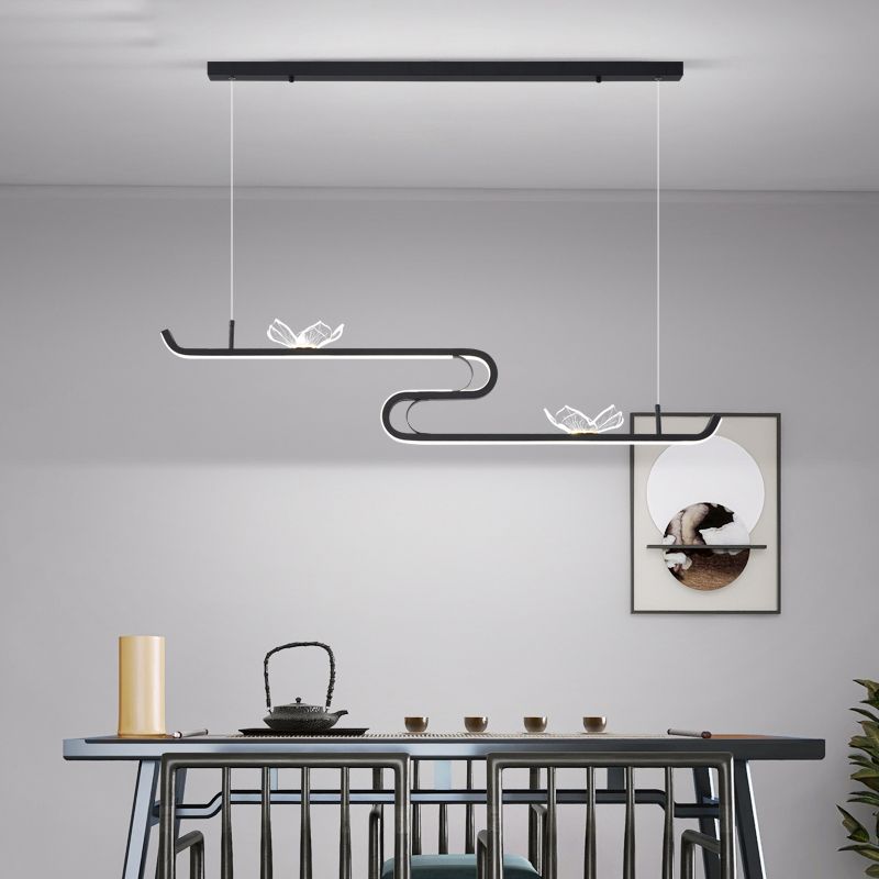 Linéaire forme d'îles lumières modernes metal 4 luminaires d'éclairage pendentif léger