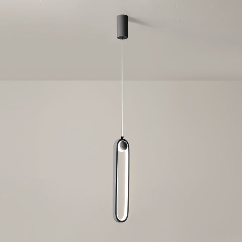 Oval Bedroom Hanging Light Fixture Metal Simple Style LED Suspended Lighting Fixture