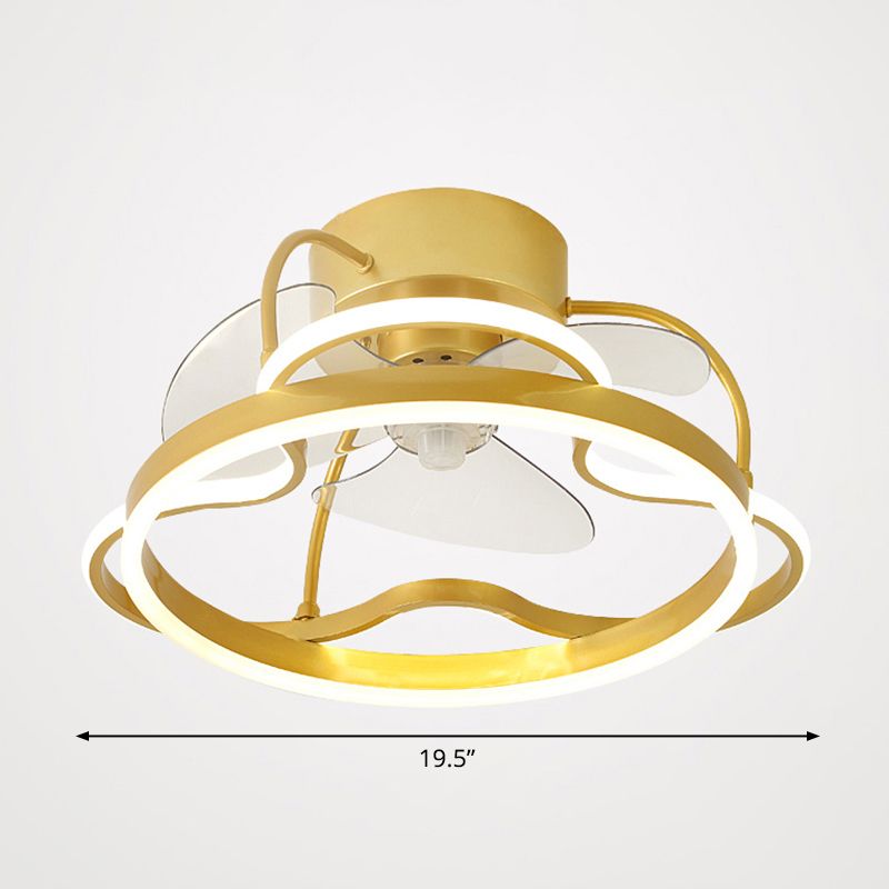 Aluminium Halo Halo Halo-Flush Mount Lighting Minimalismus 3-Blade-LED-Deckenleuterleuchte mit Fernbedienung, 19,5 "breit