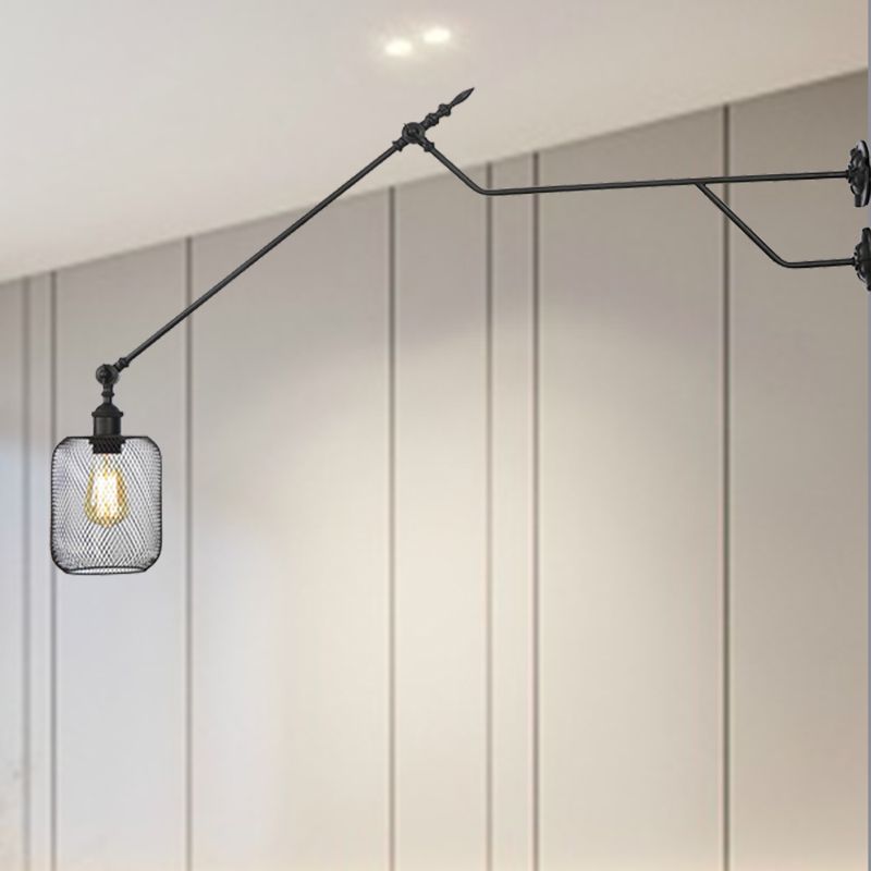 1 Light Metal Wall Lamp Industrial Black Cylinder/Bottle Shade Indoor Sconce Light Fixture