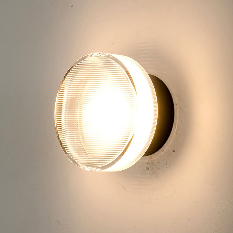 Round Interior LED Wall Mounted Sconce Clear Glass Wall Light in Black / Gold