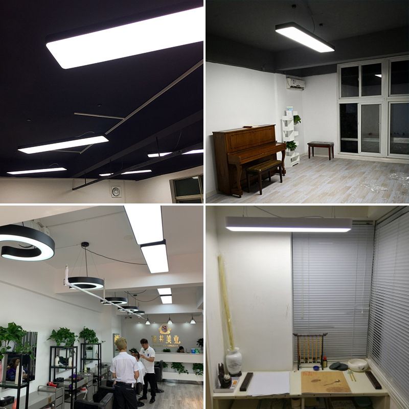 Contemporary Simple Style Hanging Lamp Rectangle Shaped LED Pendant Lights for Office