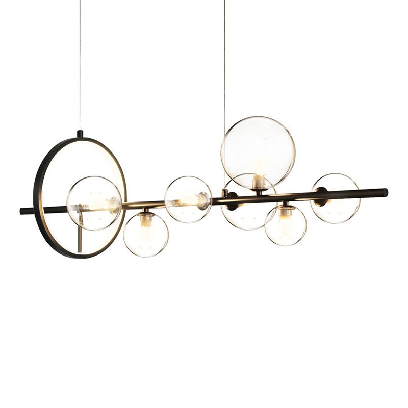 Modern Globe Glass Island Pendant Light Multi Light Metal Simplicity Style Hanging Lamp