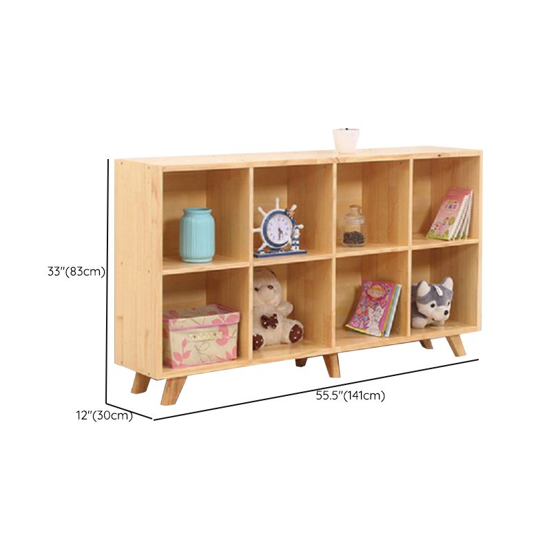 Contemporary Horizontal Shelf Bookcase Pine Bookshelf for Living Room
