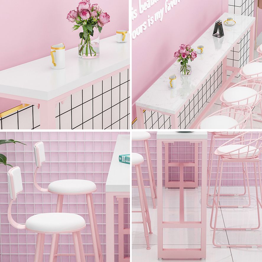 Modern 1/5 Pieces Bar Table Set Rectangle Stone Counter Table with High Stools