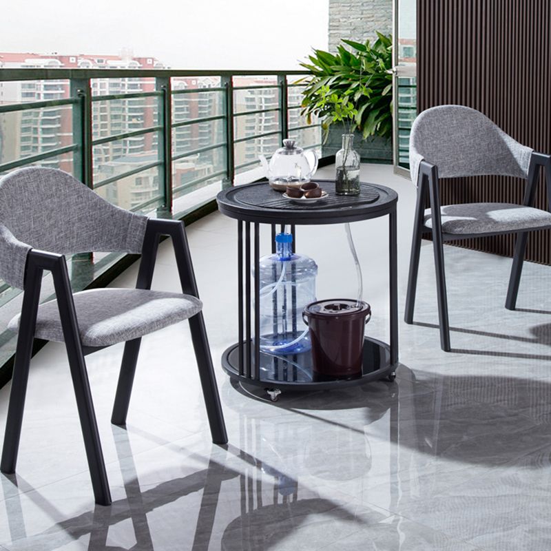 Black Stone Modern Dining Table Set 1/3 Pcs Patio Set for Small Places