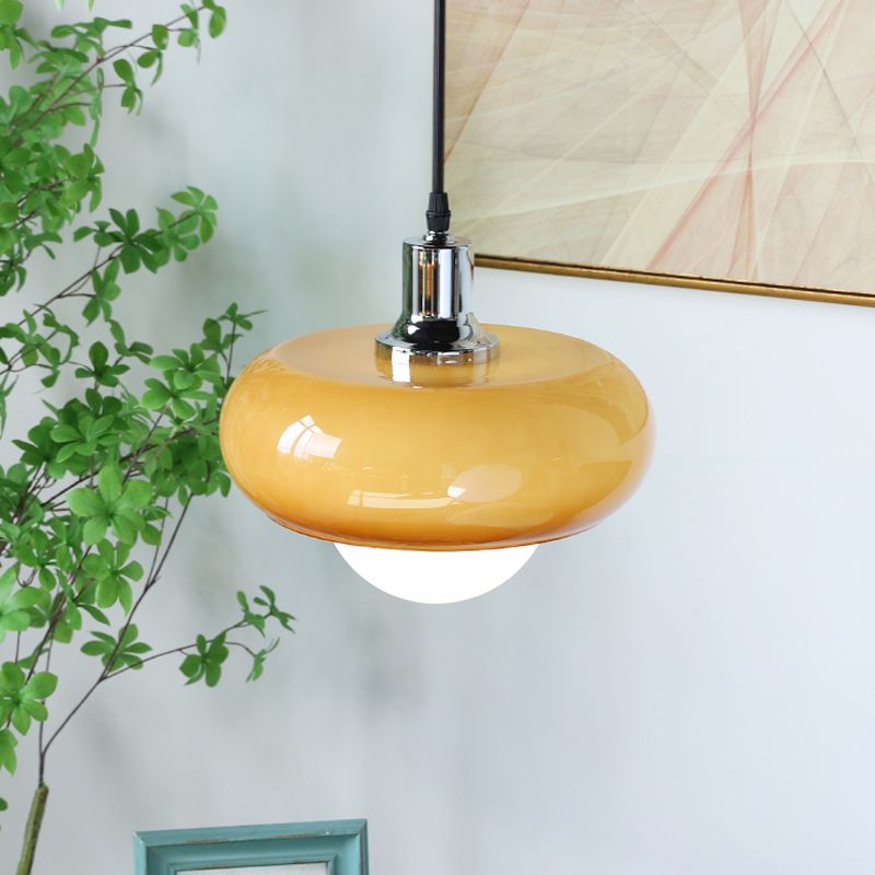 Nordic moderne 1-Light Pendant Light Drum Glass Prending Pendant Pendant Light for Bedroom
