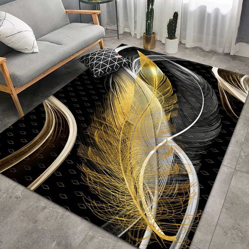 Gorgeous Grey Rug Polyester Feather Rug Washable Rug for Home Decor