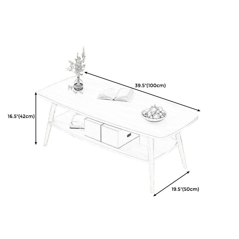 Modern Wooden Rectangular/Geometric Coffee Table with Storage Cocktail Table