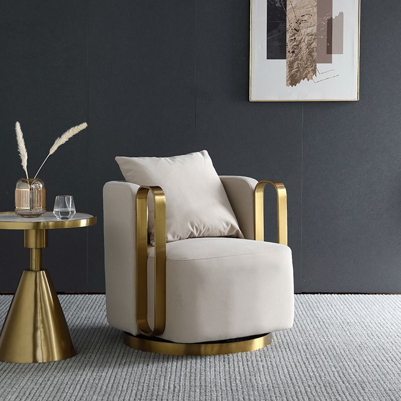 Glam Arm Chair Solid Color Pillow Back Gold Base Arms Included Armchair