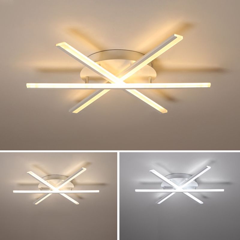 Simplicidad moderna LED SEMI FLUSH MONTO SPUTNIK ACRYLIC SHADE FIXTure para sala de estar