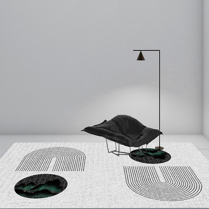 Contemporary Area Rug Contrast Panel Washable Carpet Polyester Stain Resistant Rug for Living Room