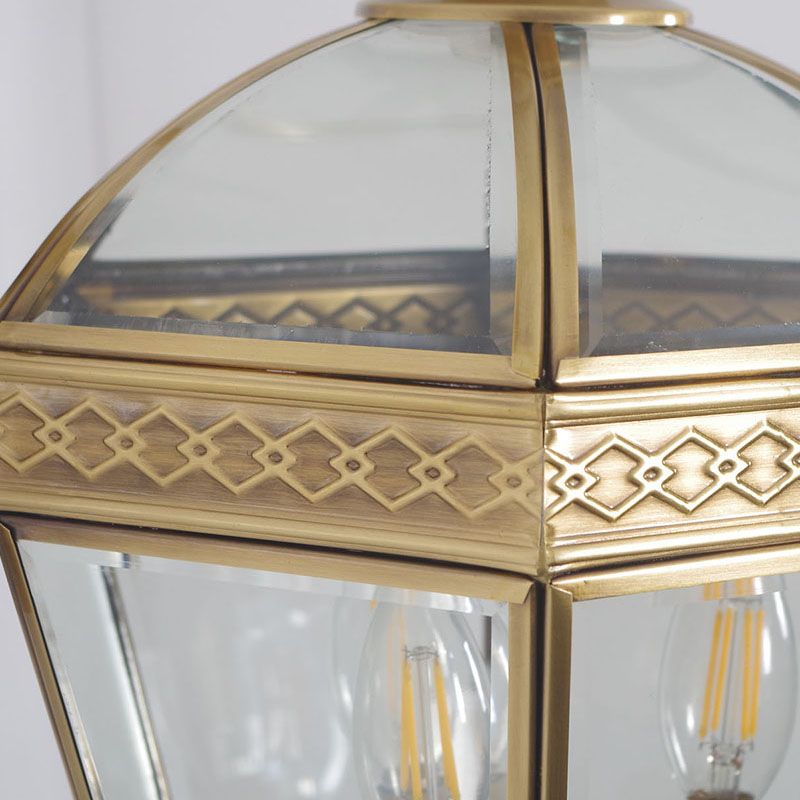 Pot Wall Lamp Traditional Clear Glass 3 Bulbs Brass Sconce Light Fixture for Bedroom