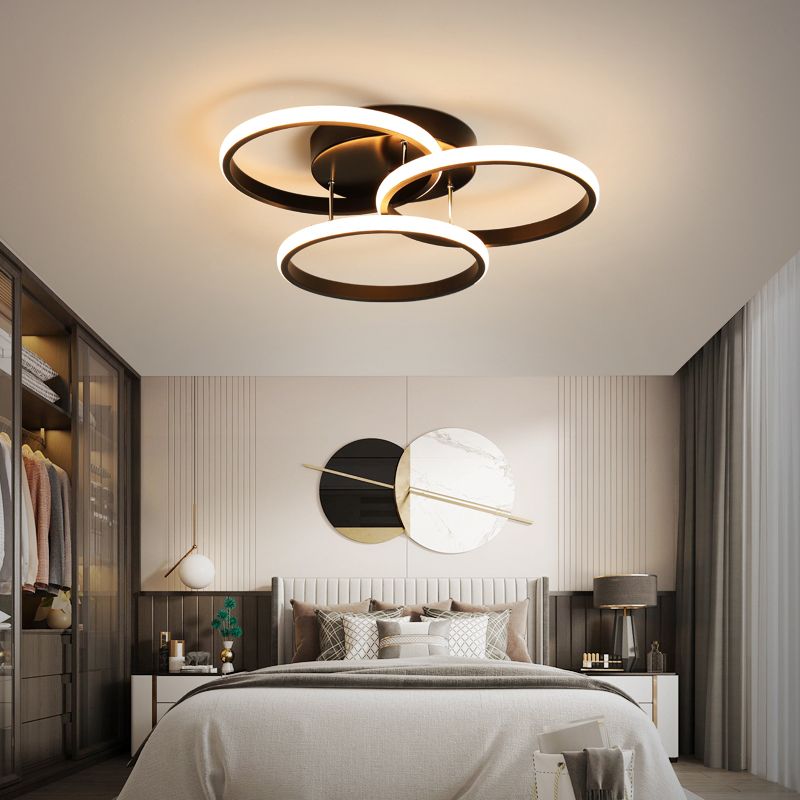 Metal Round Shade Flush Ceiling Light Modern 3-Lights Flush Mount Fixture