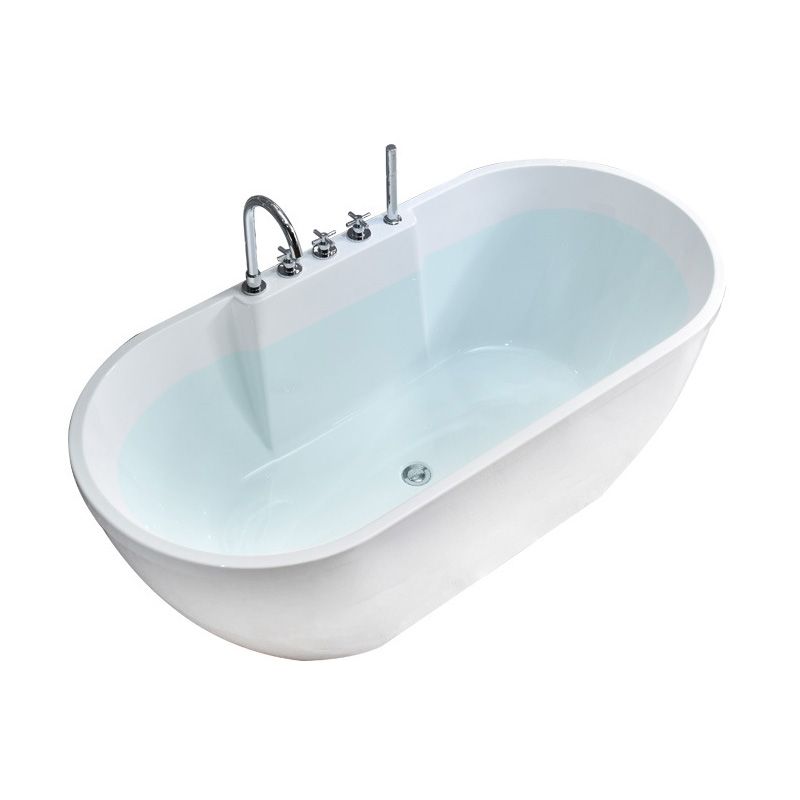 Stand Alone Oval Bath Acrylic Soaking White Modern Center Bathtub