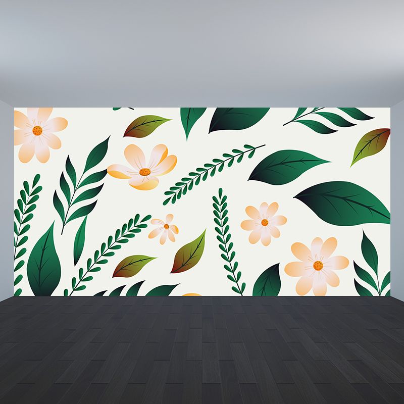 Environment Friendly Murals Wallpaper Tropical Style Leaves Murals for Home Decor