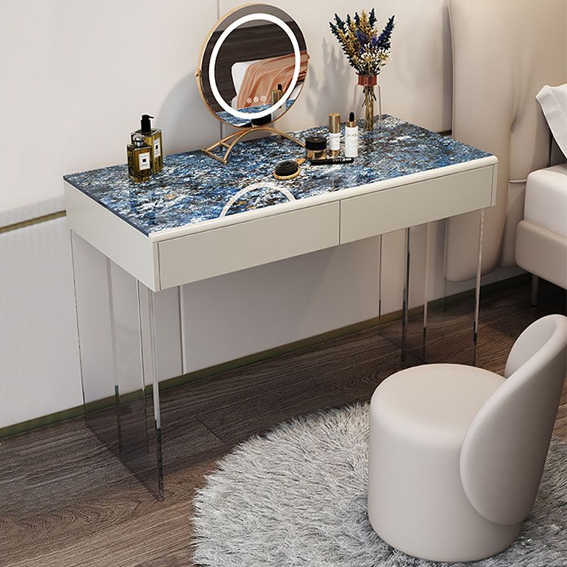 Contemporary 2-Drawer Vanity Dressing Table Slate Top Make-up Vanity
