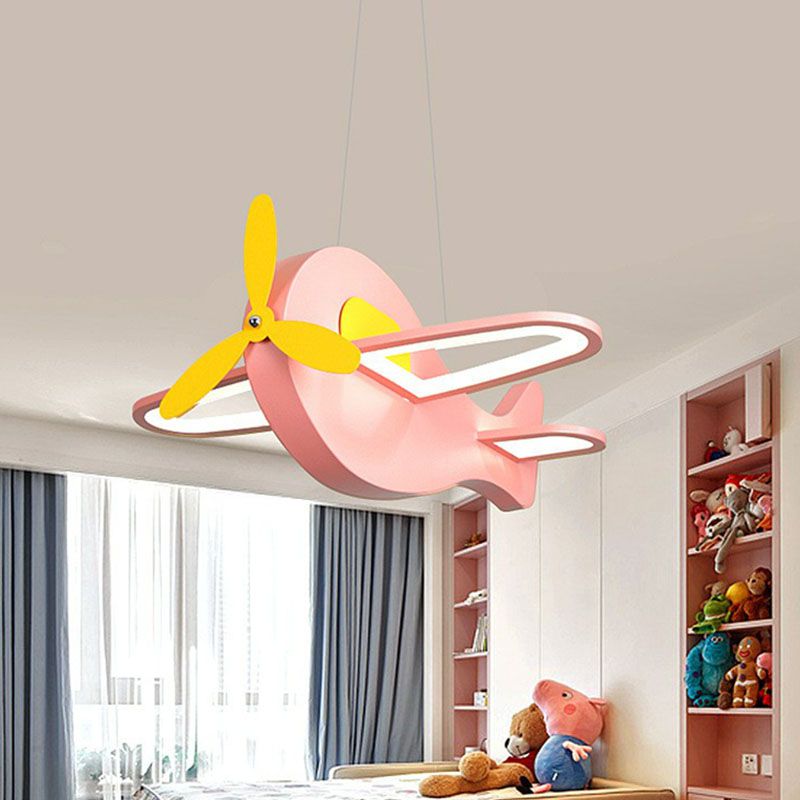 Aircraft Shaped Chandelier Pendant Light Kids Style Acrylic Bedroom LED Ceiling Light