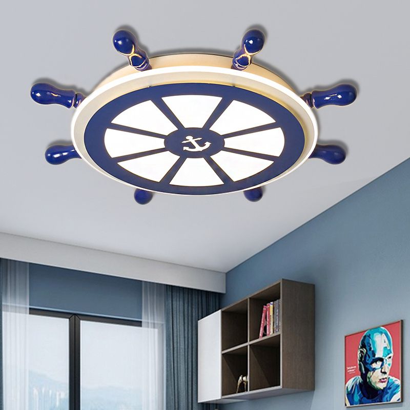 Rudder LED plafonnier en acrylique de style nautique en bleu pour salle à manger