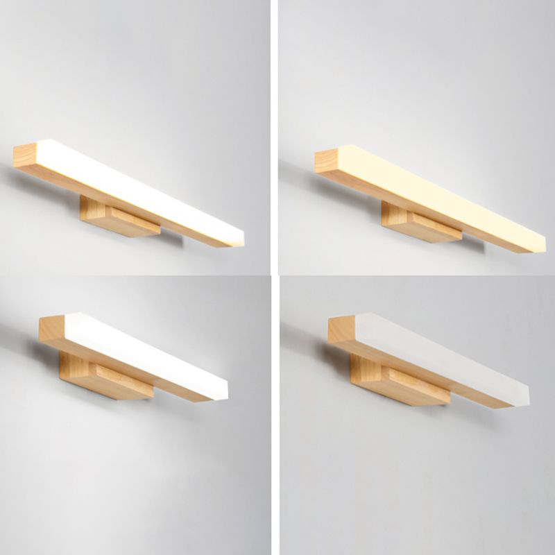 1 luz de pared lineal de luz iluminación de pared de madera de estilo moderno para baño de ducha