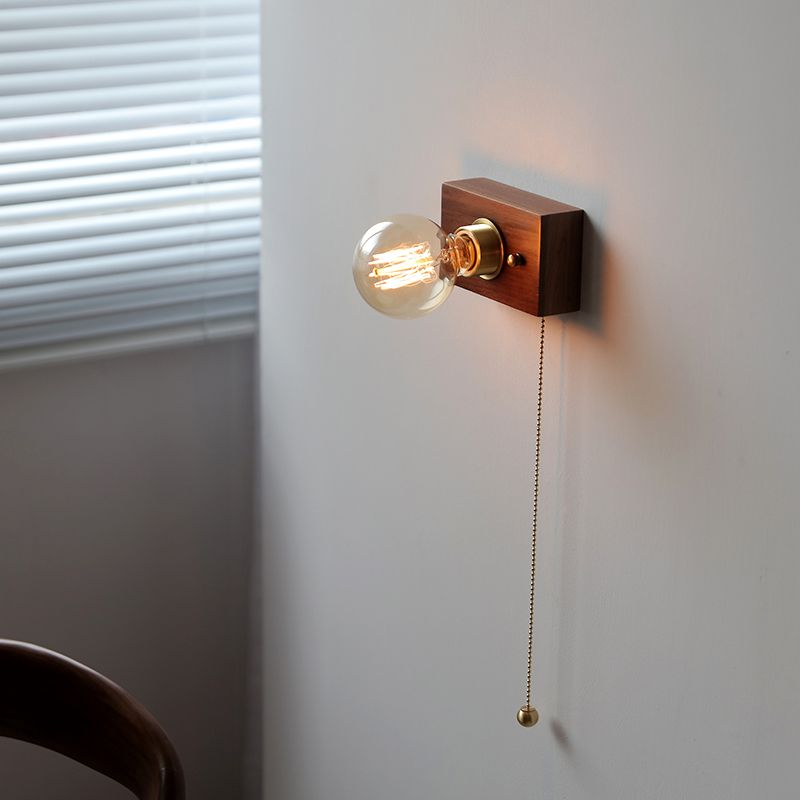 Contemporary Simple Wall Sconce One Head Wood Wall Mounted Light Fixture for Living Room
