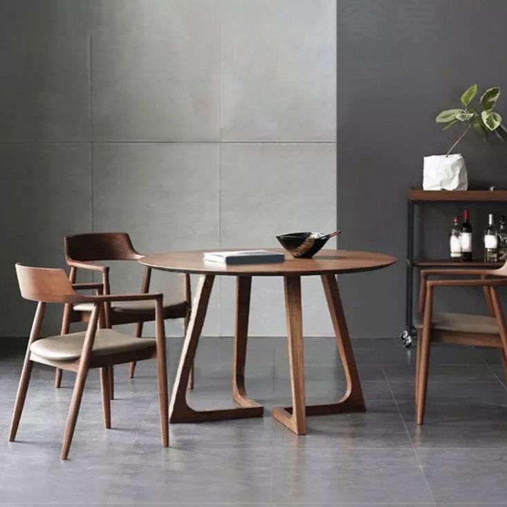 Round Dining Room Table Set 1/2/4 Pieces Modern Solid Wood Dining Room and Arm Chairs