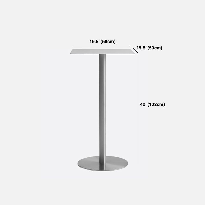 Industrial Silver Counter Height Table Metal Pedestal Bar Table