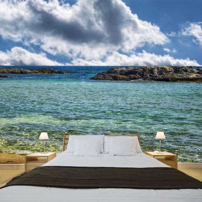 Seascape Wall Mural Moisture Resistant Wallpaper Wall Decor for Bathroom