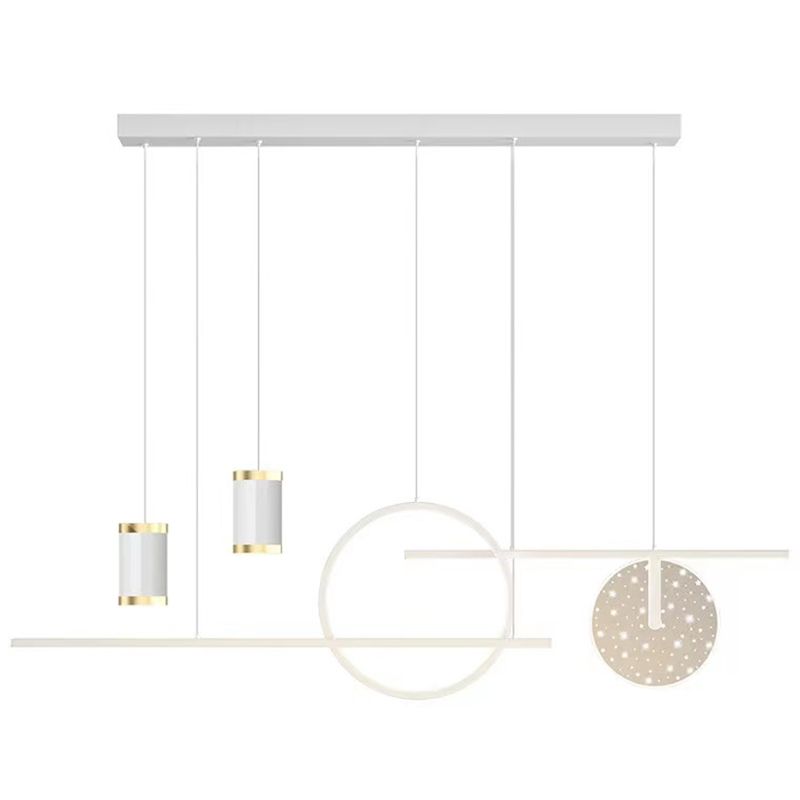 Geometric Shape Metal Island Pendants Modern Style 8 Lights Island Pendant Lights
