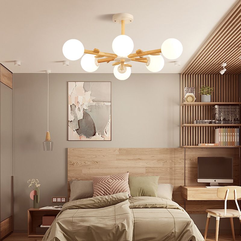 Moderner Stil hölzerne Kronleuchter Decke Hängende Leuchte mit kleinem Vogel