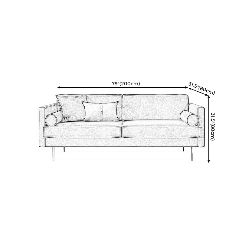 Mid-Century Modern Velvet Loose Back Sofa 31.5" H Square Arm Settee