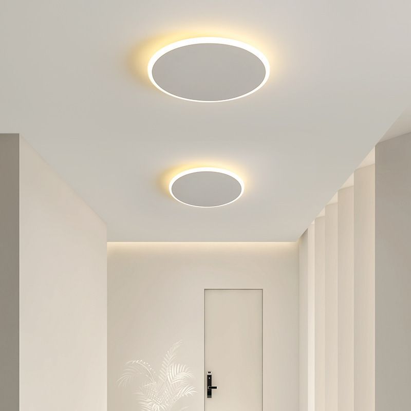 Single White Modern Flush Mount Lighting Circle LED Ceiling Light for Bedroom