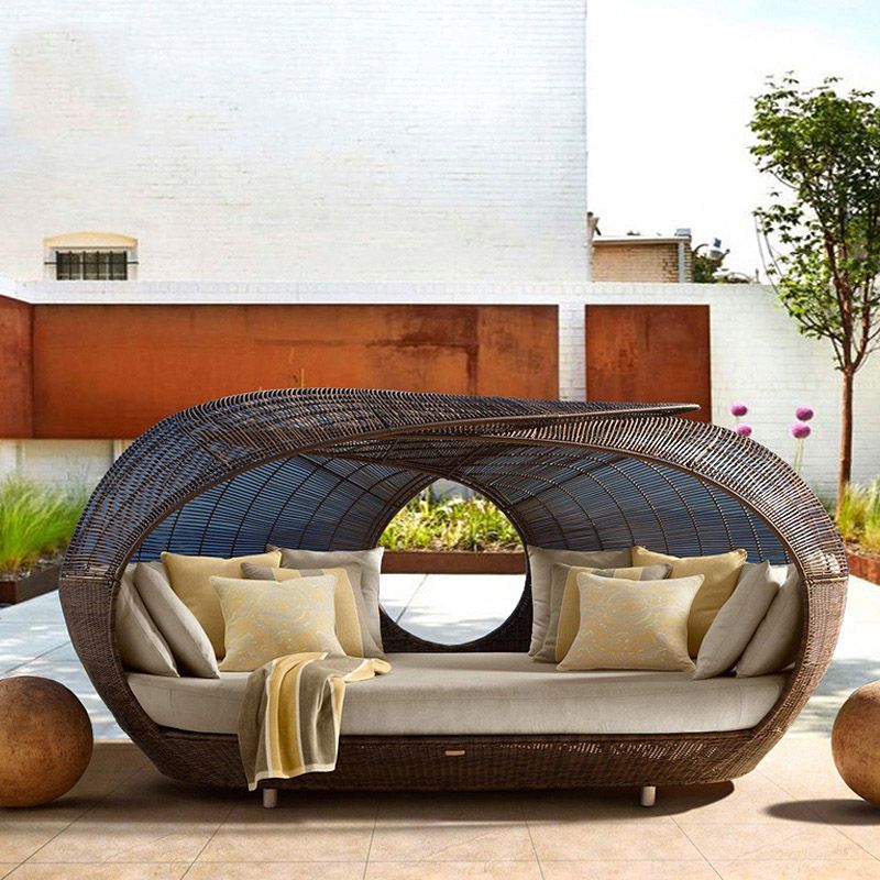 86.6" Wide Round Patio Sofa Tropical Bird's Nest Shaped Outdoor Patio Sofa