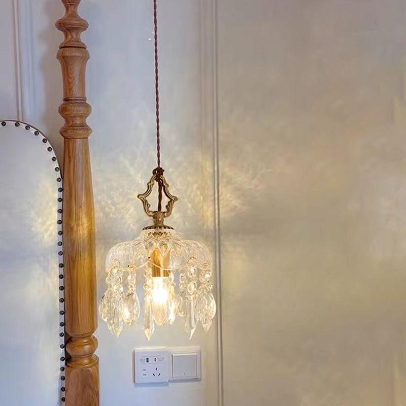 Modern Crystal Wall Sconce Flower Shape Vanity Lamp with Glass Shade for Bedroom