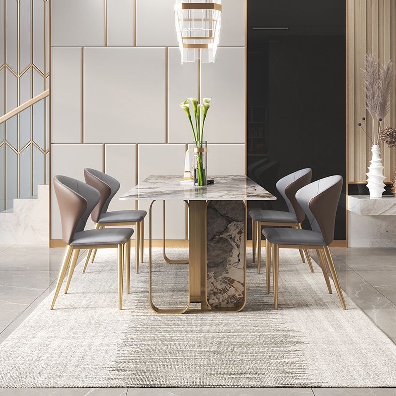 Luxurious Rectangle Dining Set 1/2/3/5/6/7/9 Pieces Sintered Stone Top Dinette Table Set