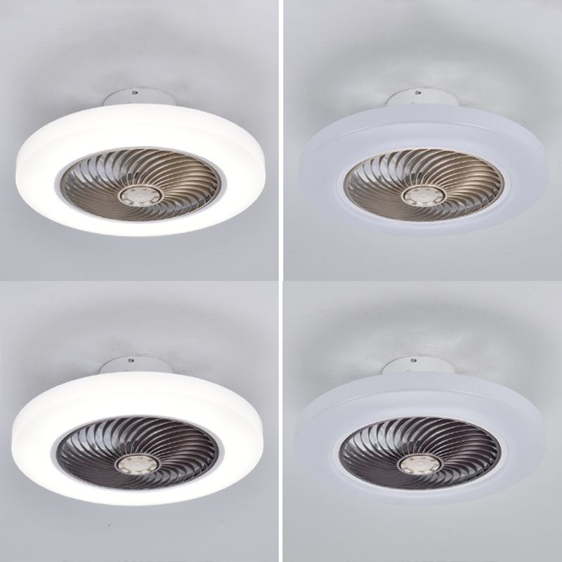 Acryl weiße LED -Deckenventilatoren im modernen prägnanten Stil Eisen kreisförmiger Flush -Mount für Schlafzimmer