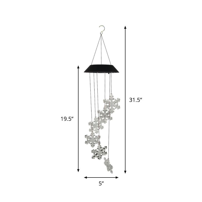 LED Courtyard Solar Hanging Light Minimalism Clear Ceiling Lamp with Snowflake Plastic Shade, 2 Packs
