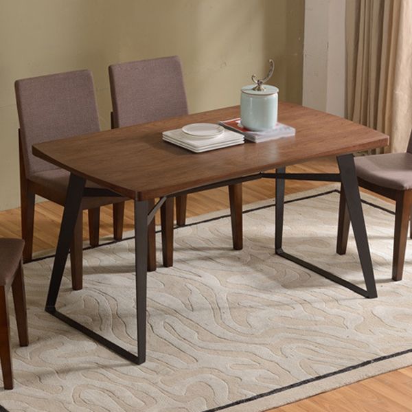 Solid Wood Top Dining Table Traditional Luxury  Rectangle Table with Sled Base