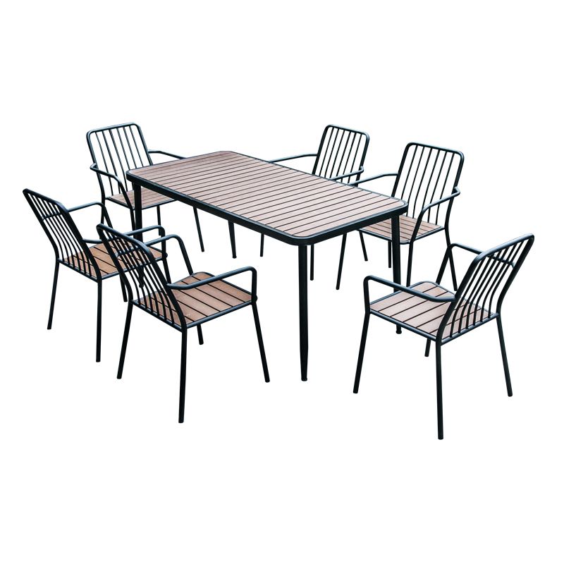 Industrial Rectangle Patio Dining Table 1/5/7 Pieces Wood Dining Set